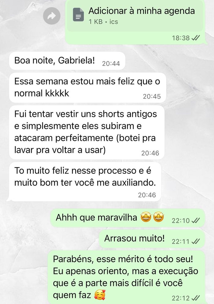 Relato de paciente sobre evolução durante o acompanhamento