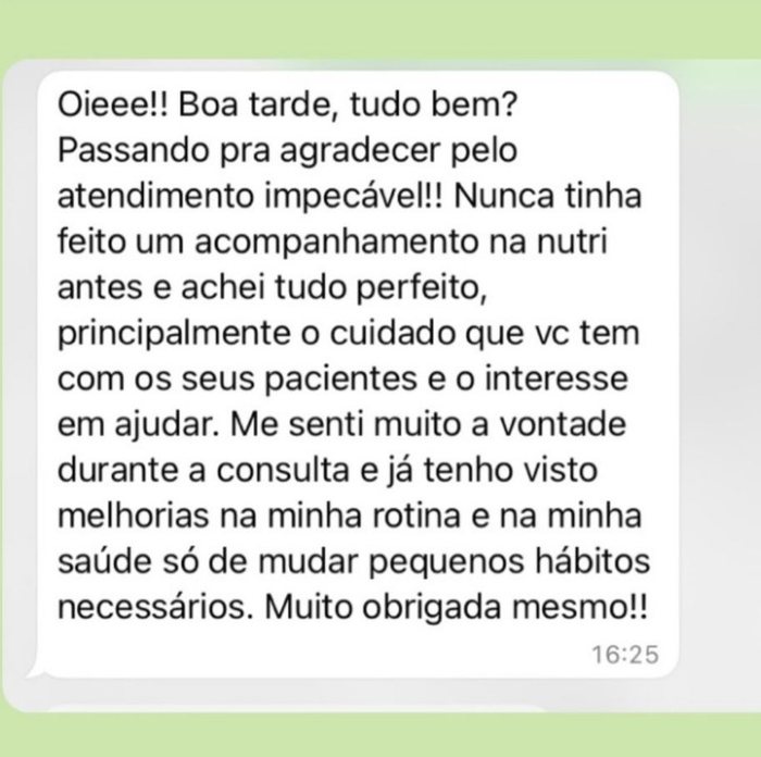 Relato de paciente sobre atendimento e mudanças de hábitos
